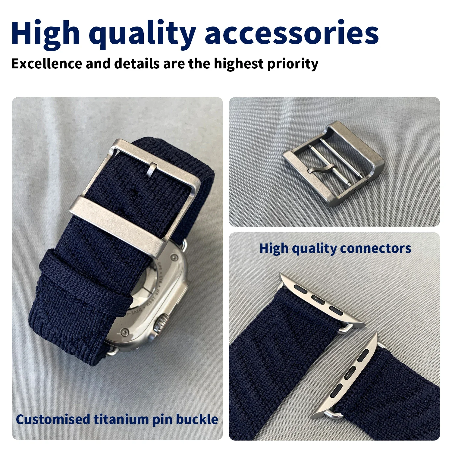 For Apple Watch Ultra 2 10 9 8 7 6 Strap 46MM 44MM 45MM 49MM En Mer Band Bleu Nuit For Apple Watch Series 10 46mm Sport Bracelet