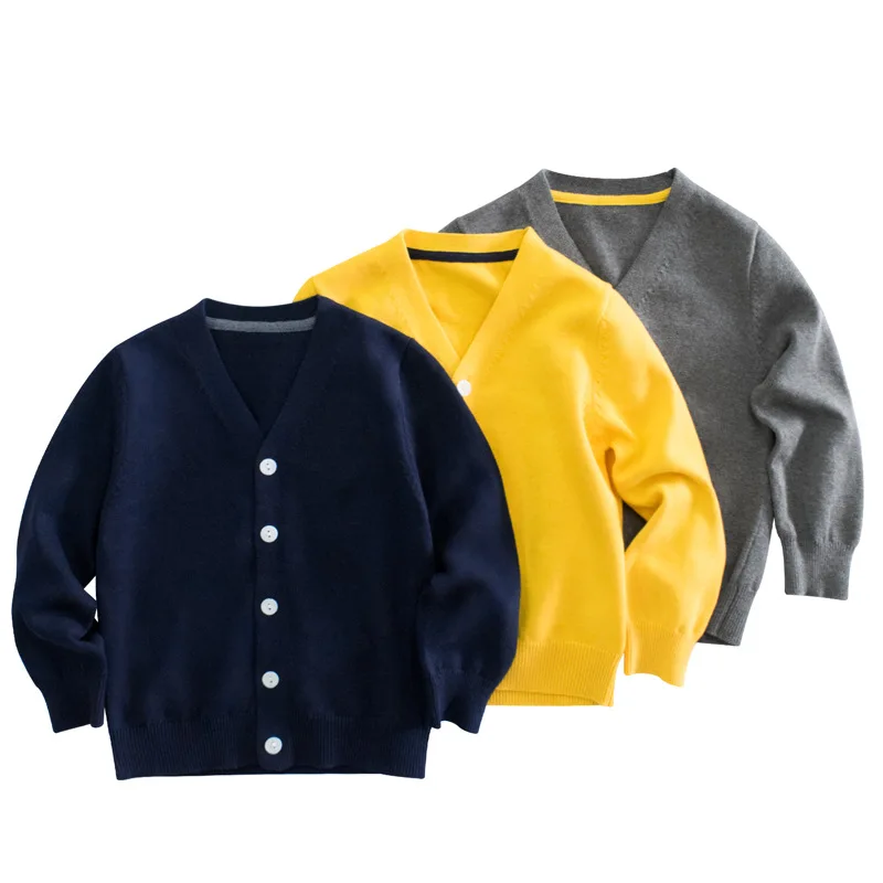 2022 Autumn Spring Kids Thin Breasted Sweater Boys Girls Clothes Simple Solid Cotton Long Sleeve Kids Baby Sweatshirts 1-9 Years