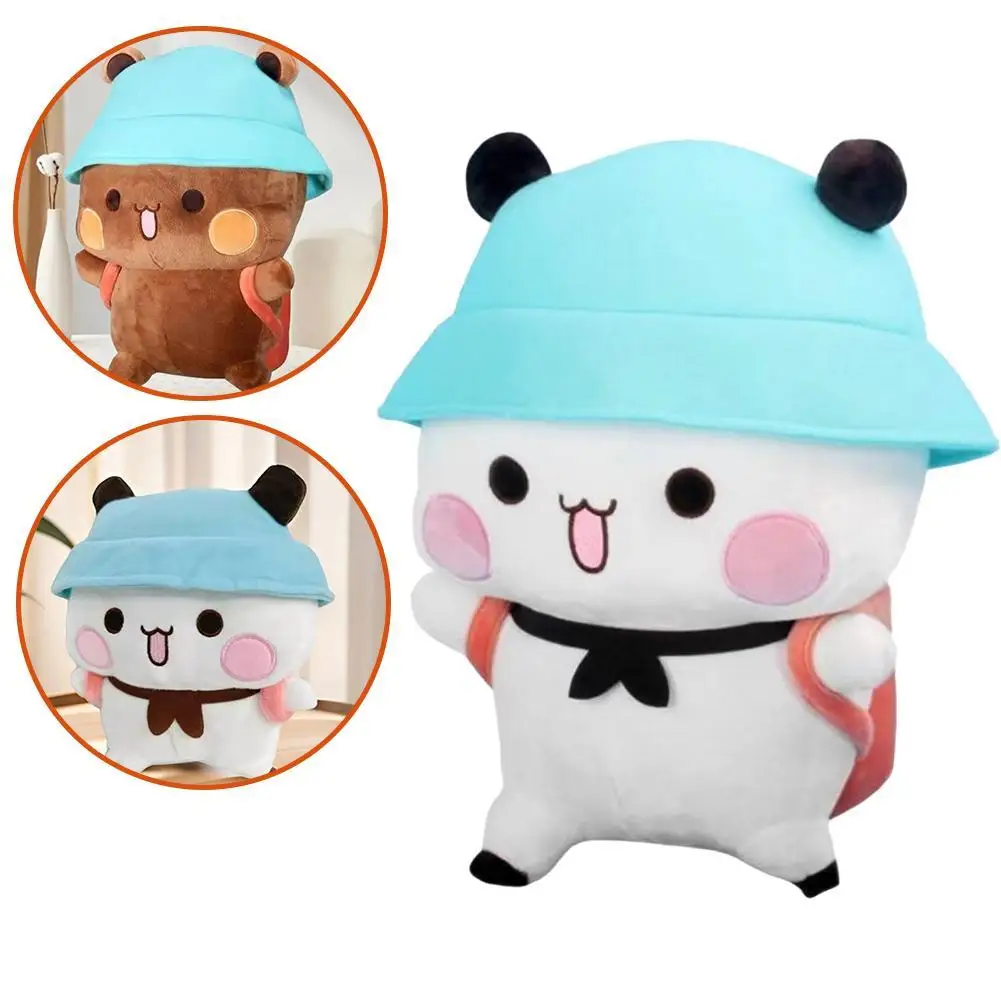 Cute One Two Baby Bubu White & Brown Giant Pandas Soft Kawaii Cartoon Bear Stuffed Toys, Couple's Plush Pillows Birthday Gift
