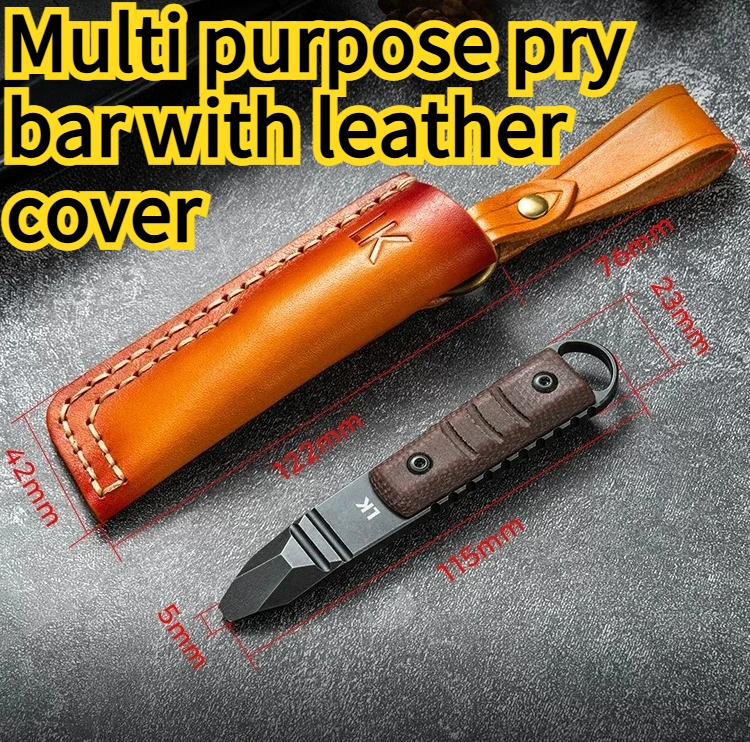 New Outdoor Multi-purpose Portable Car Pry Bar with Leather Cover Self-defense EDC Tool