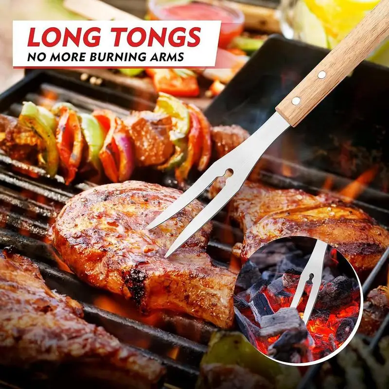 3pcs BBQ Utensils BBQ Grill Tool Set Stainless Steel Barbecue Tools Outdoor Camping Cooking Accessories Kit