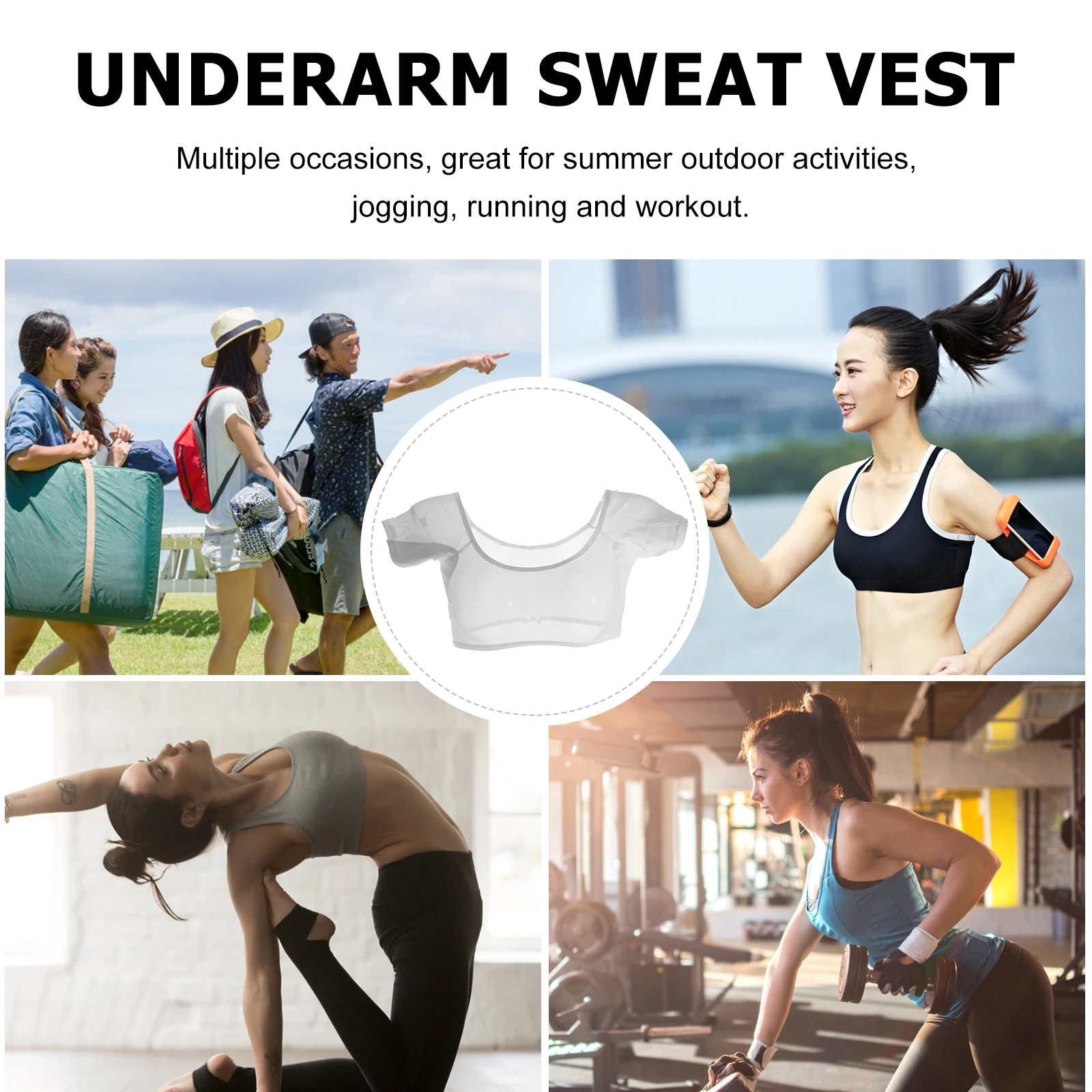 

Sweat-absorbing Clothes Underarms Vest White Keep Warm Breathable Stretch Mesh Fabric Women Undershirt Fitness Sweatproof