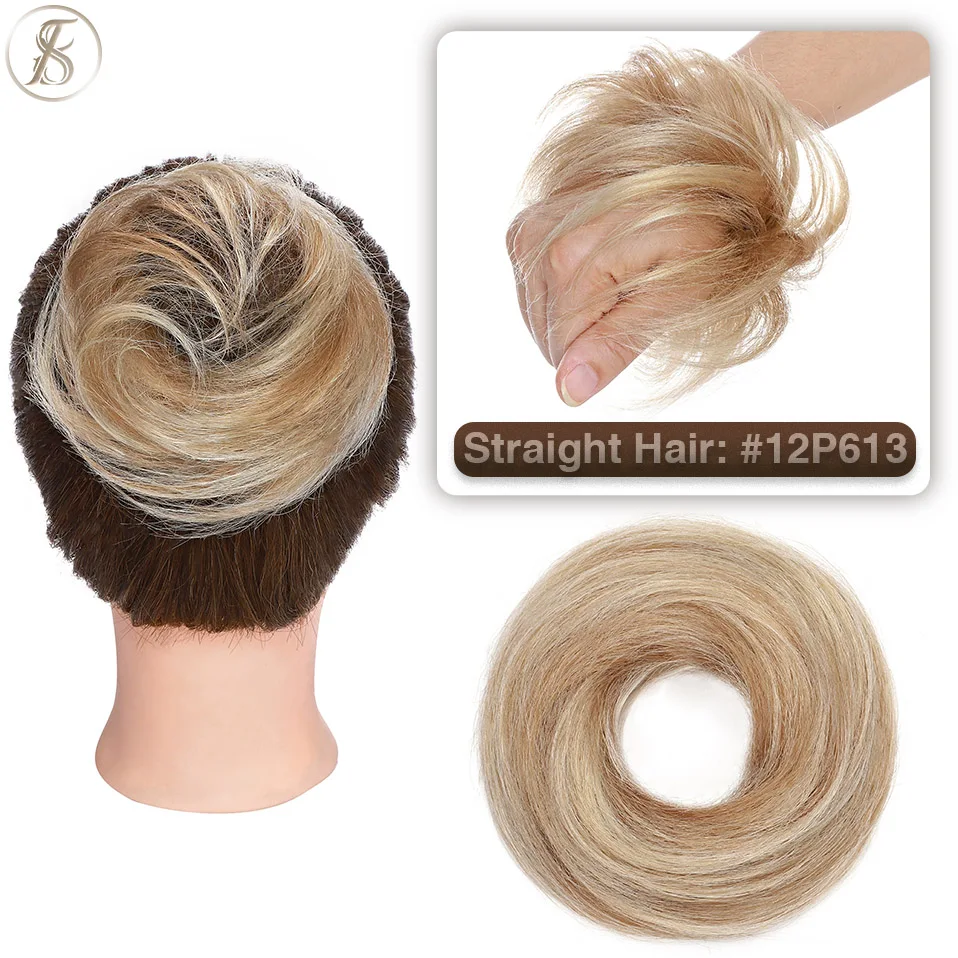 TESS 17g/23g Haar Brötchen Chignon 100% Menschliches Haar Lockiges Haar Elastische Donut Pferdeschwanz-haar Extensions Wrap natürliche Farbe Haarteil – Detail 18