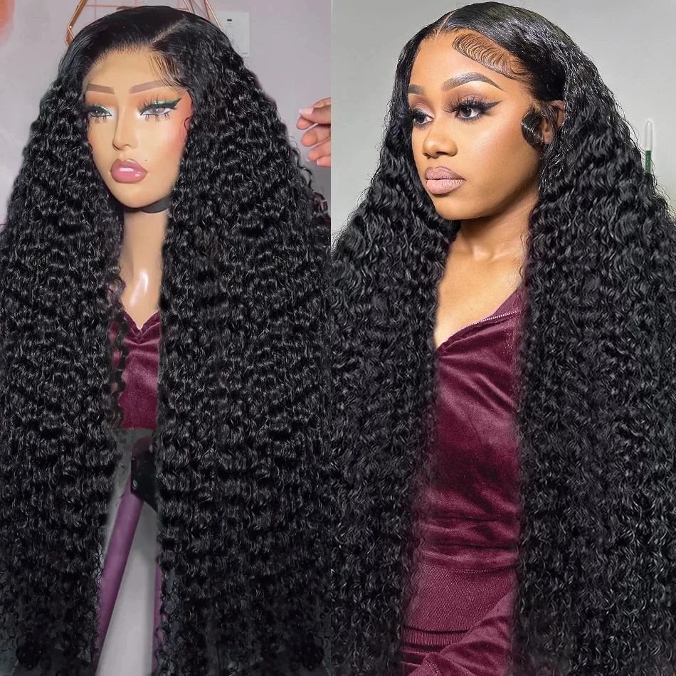 Loose Curly 13x4 13x6 Transparent Lace Front Human Hair Wigs Brazilian 34 36 Inch 180% Deep Wave Lace Frontal Wig For Women