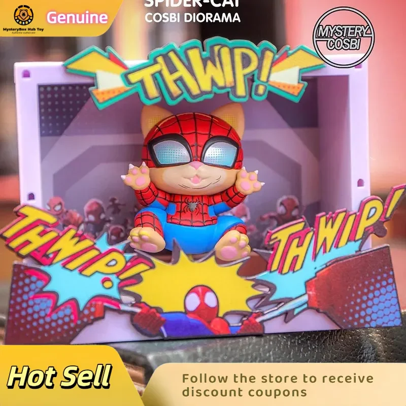 

New Hottoys Spider-Man: Across The Spider-Verse Cosbi Scene Series Blind Box Cute Anime Figure Mystery Toy Gift For Fans