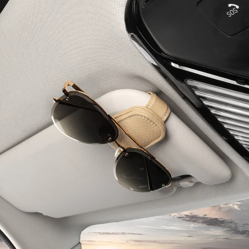 Universal Car Sunglasses Clip for Car Sun Visor Leather Card Ticket Holder Eyeglass Holder Hanger Car Interior Accessories