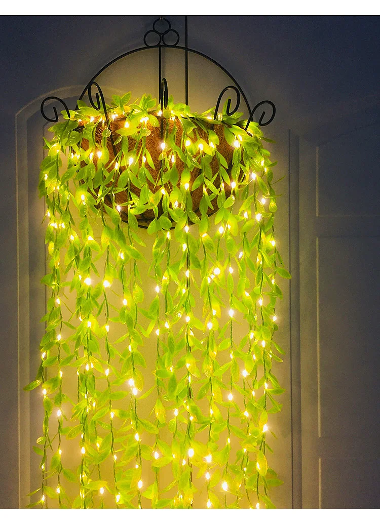 

Flower Green Leaf String Lights Artificial Vine Fairy Lights Battery Powered Christmas Tree Garland Light for Weeding Home Decor