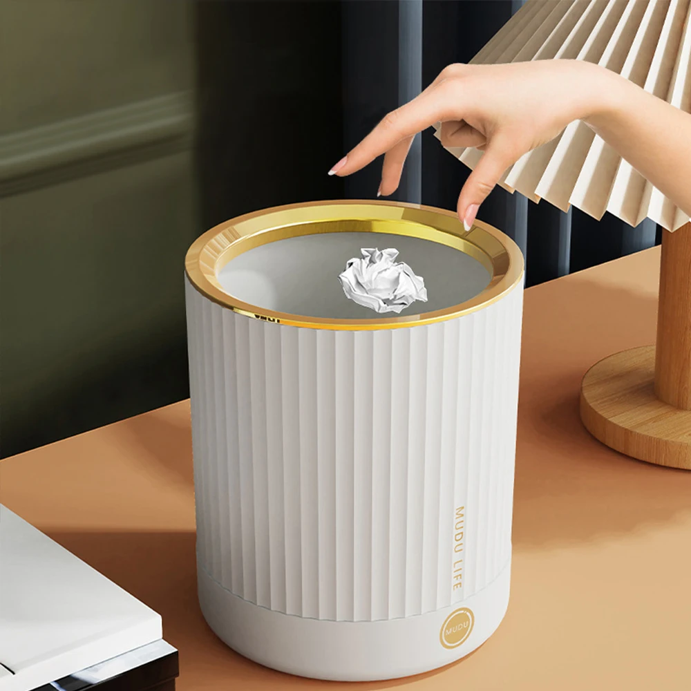 Desk Mini Trash Can Light Luxury Style Trash Bin Waste Basket Desktop Countertop Makeup Tabletop Trash Can Little Plastic Bin