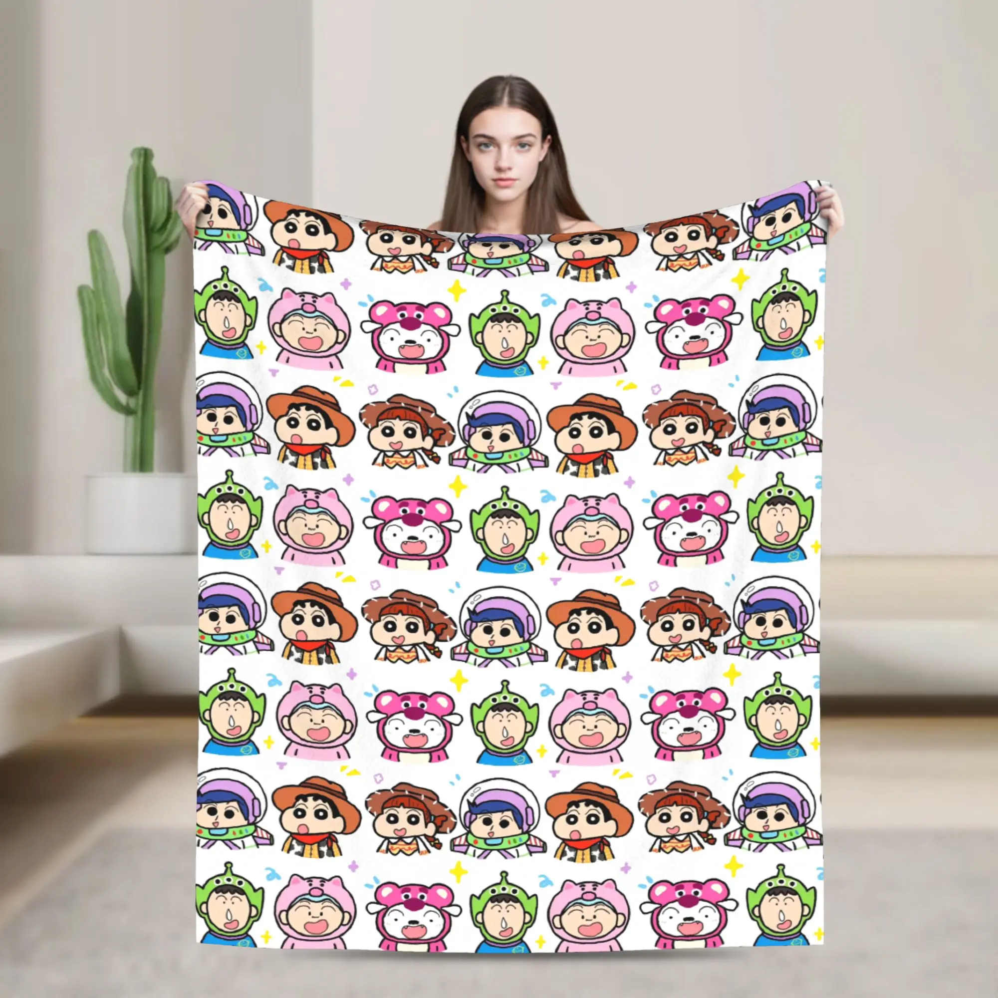 تلوين شين تشان تشيبي بطانية Bochan Nini Tooru Satou الفانيلا رهيبة تنفس رمي البطانيات للمنزل طوال الموسم