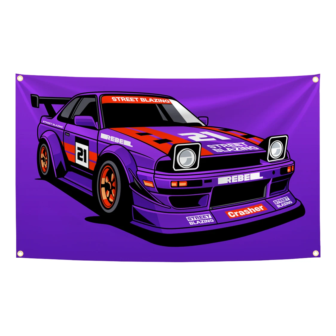 90x150cm Retro Racing Illustration Skyline Challenger Car Flag Tapestry Polyester Digital Printing Banner Wall Art Decoration