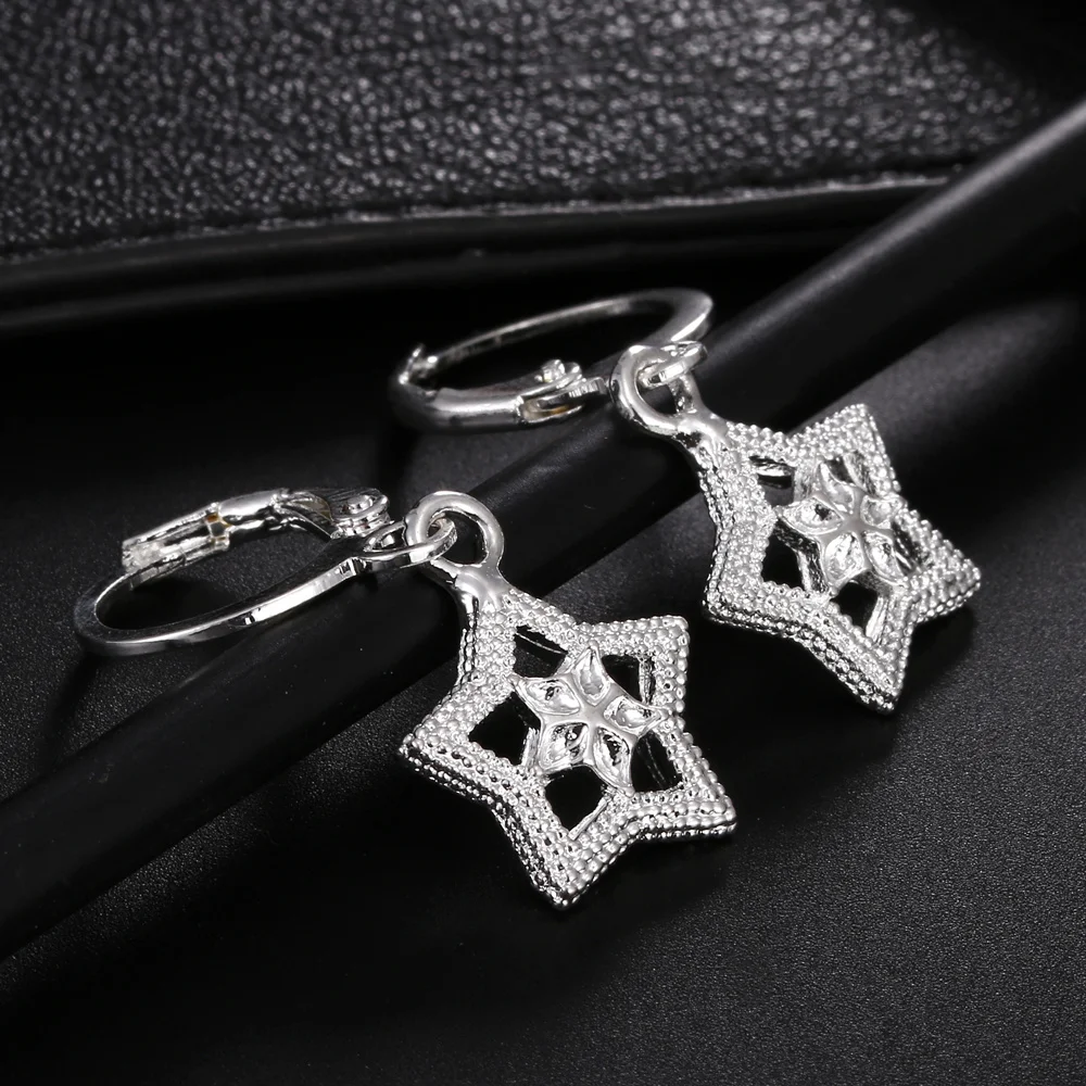 

Hot 925 Sterling Silver Charm Star Earrings Ear Clip High Quality Fashion Jewelry Christmas Gift For Women