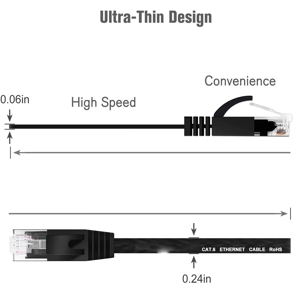 Câble Ethernet Cat 6 résistant aux intempéries, réseau 1000m, fin, long, plat, Internet, LAN, patch rette, solide, haute vitesse, routeur