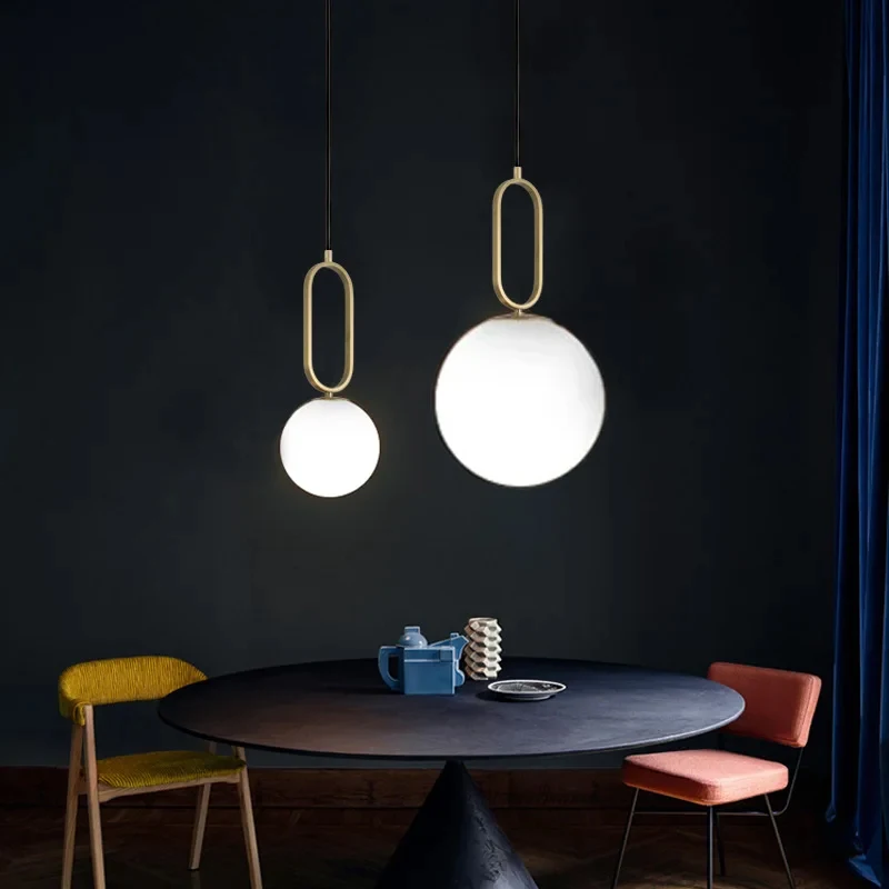 Modern Glass LED Pendant Lights for Dining Room Bedroom Gold Chandelier Fixtures Indoor Restaurant Bar Decor Hanging Lamp Foyer