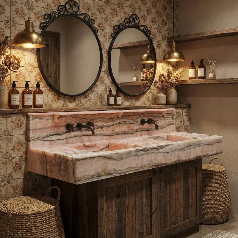 Villa hotel model room retro light luxury integrated wash basin washbasin