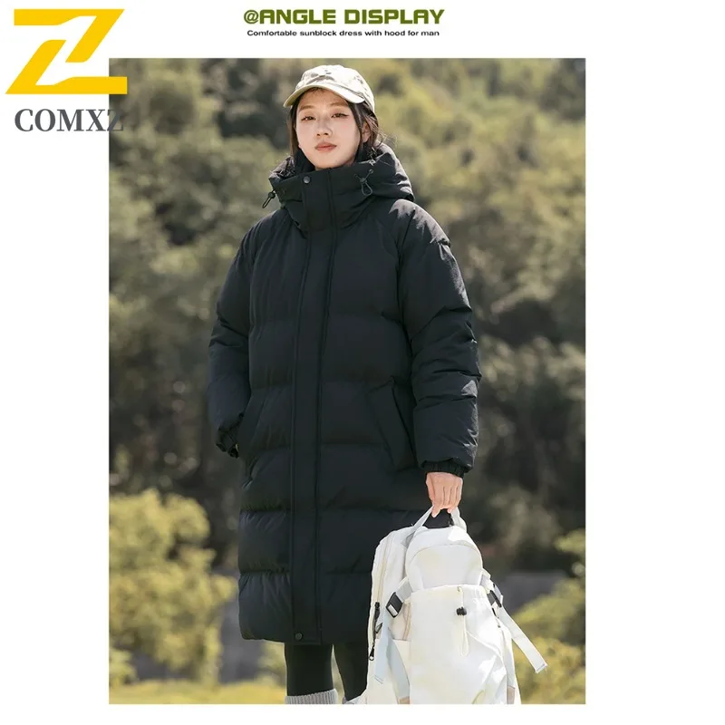 COMXZ الأبيض بطة أسفل رجل كلاسيكي جديد الربط مقنعين تسلق سترة خفيفة الوزن عادية العمل الباردة حماية الملابس الشتوية