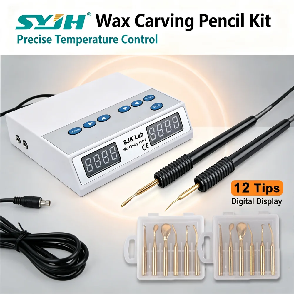 Wax Knife 12 Tips Ultra-thin Digital Display Electric Wax Engraving Machine Double Carving Pen Heat Dental Lab Tool Set SYJH
