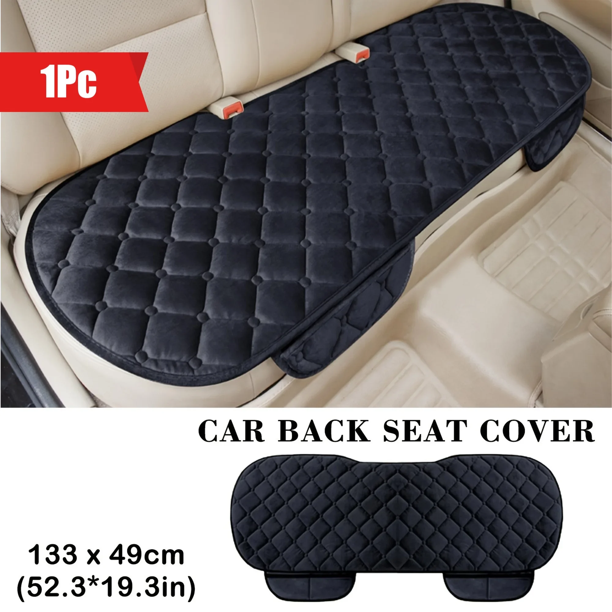 1pc Plush Car Back Seat Cover - Non-slip Rear Row Protector Mat & Auto Chair Cushion