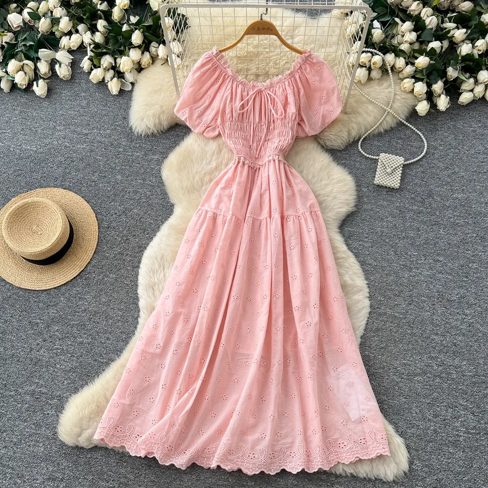 

Long Dress Women Dresses A Line Vestidos Y2k Streetwear Square Collar Puff Sleeve Elegant Tight Waist Party Night Work 2026