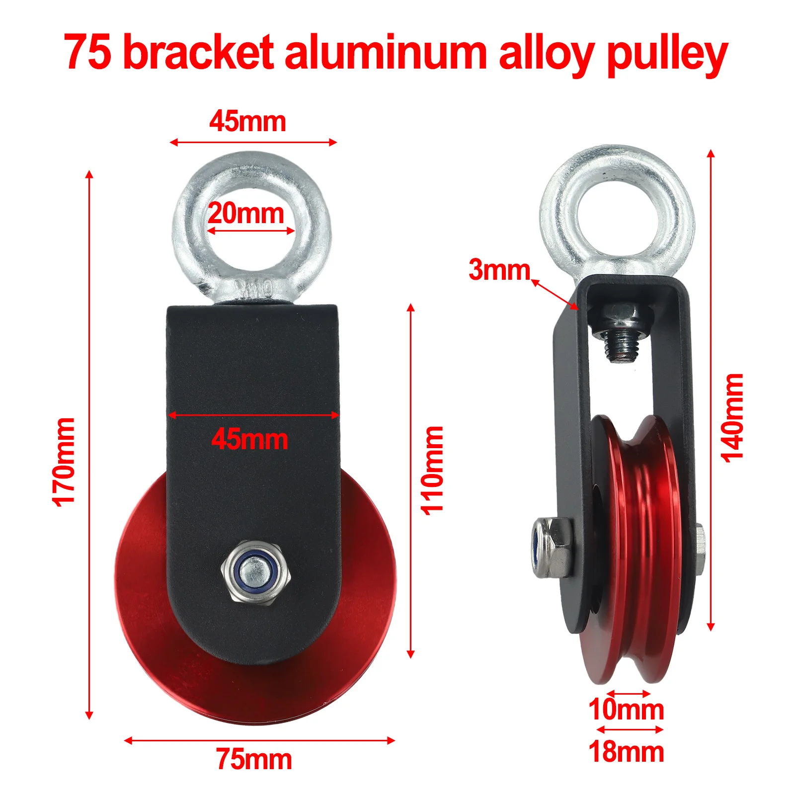 Black Mm Options Cable Noise Reduction Package Content Practical To Use Product Name Pulley High Strength Exquisite