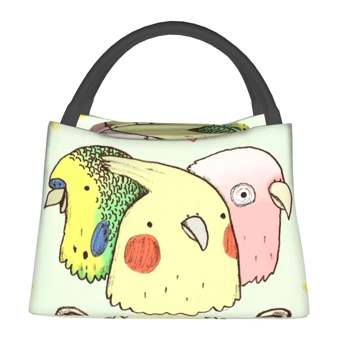 

Crazy Bird Lady Lunch Bag Parrot Cute Lunch Box Adult School Portable Zipper Cooler Bag Waterproof Print Thermal Tote Handbags