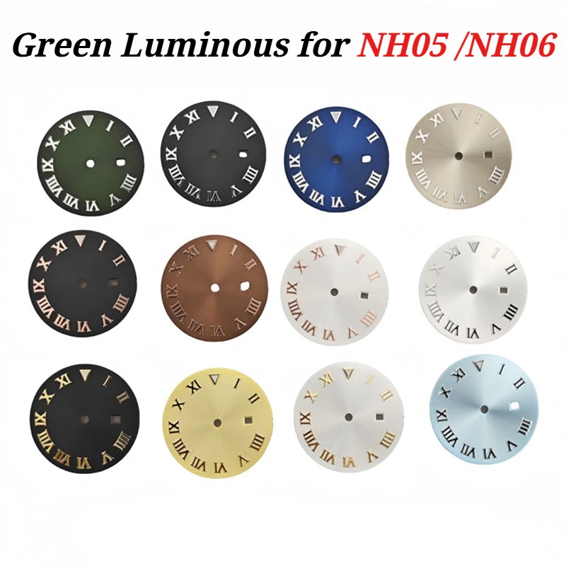 24,2MM Uhrenzifferblatt NH05 Arabische Skala Grün Leuchtende Ziffern für NH05/NH06 Uhrwerk für 31mm Gehäuse