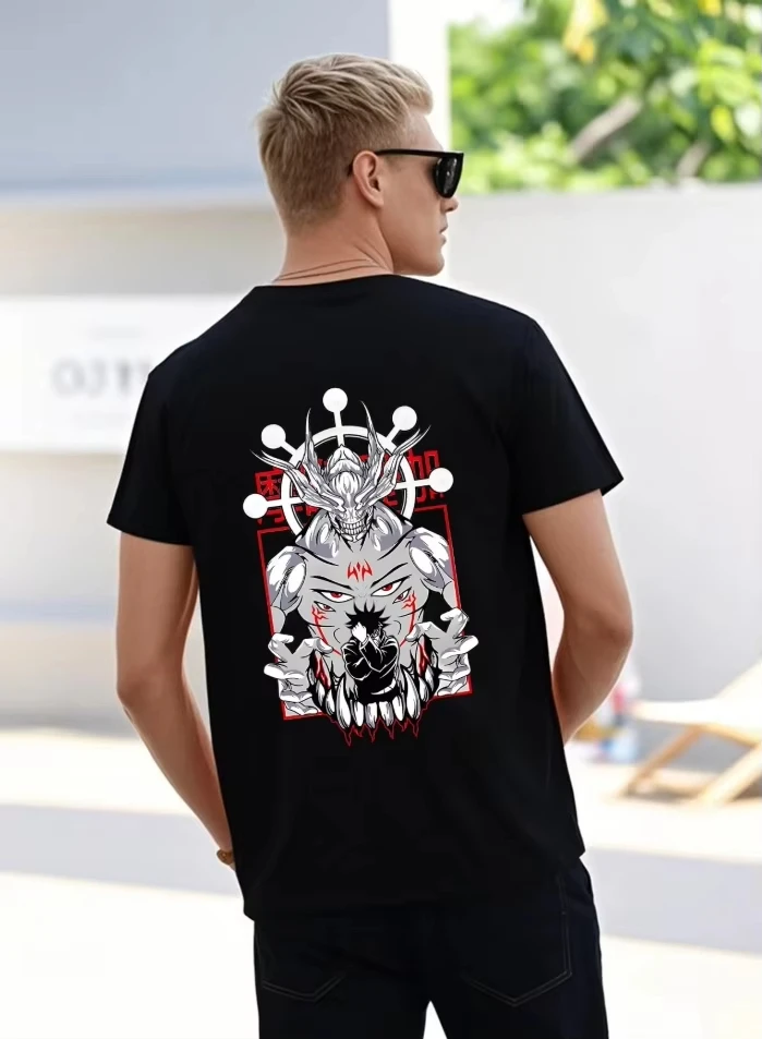 

Bandai New Anime Jujutsu Kaisen Printed T-Shirts Summer Men's and Women's Short Sleeve T-Shirts Y2K Cotton Loose T-Shirt Tops