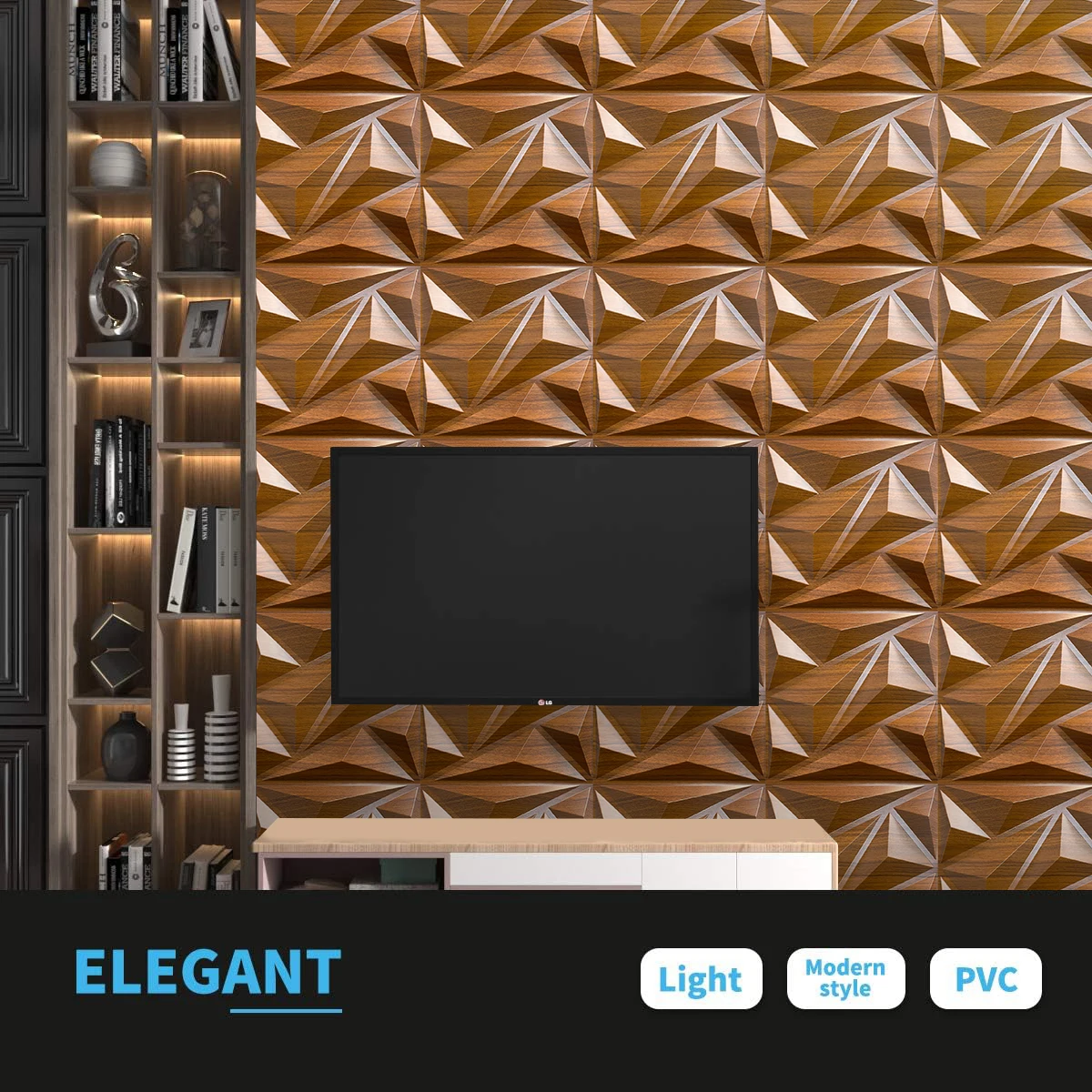 12/20/30pcs 3D pvc wall panels for indoor wall decoration, for living room hall bedroom hotel office,including tape
