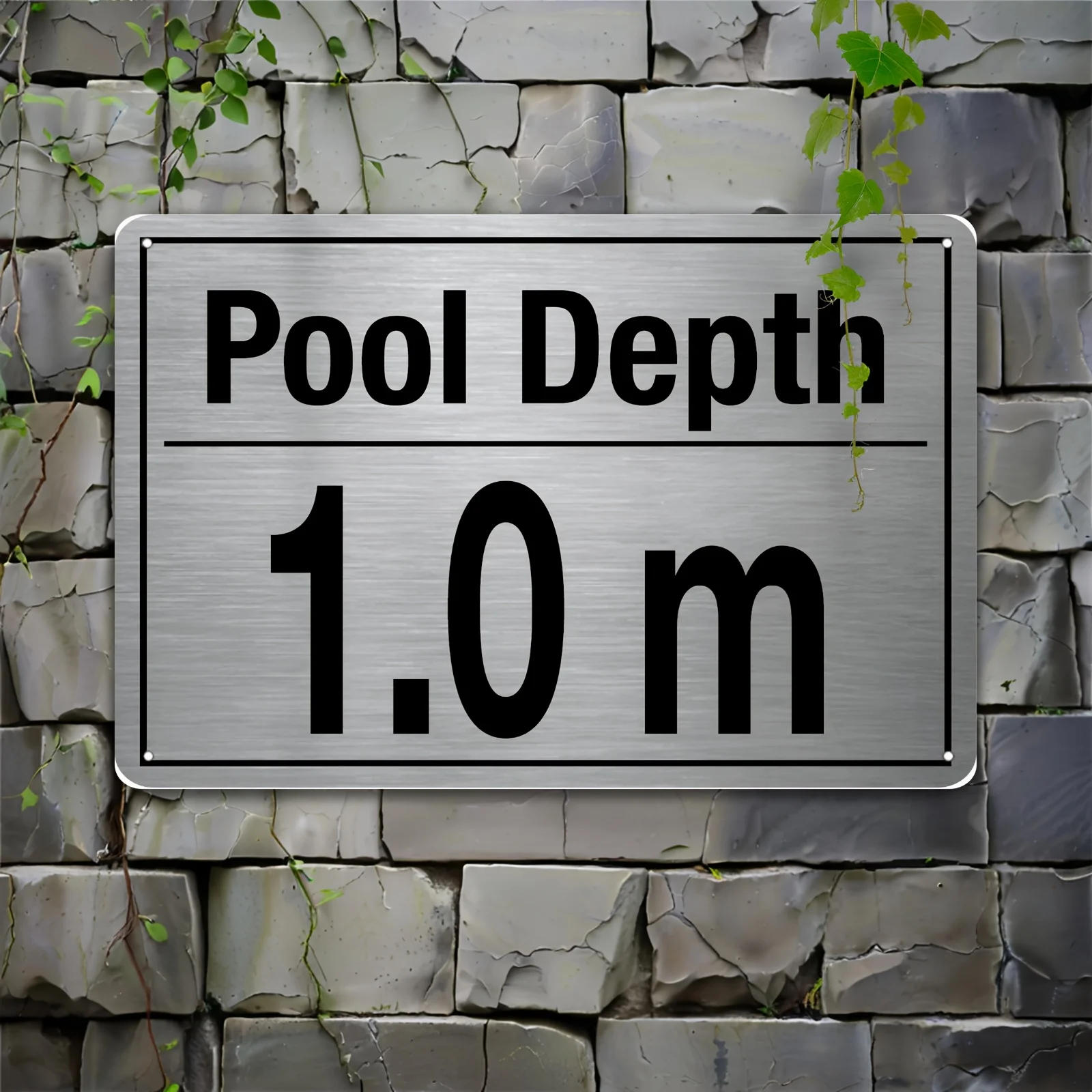 CIFBUY Vintage Pool Depth Sign Aluminum Wall Art Waterproof Weather Resistant Durable Metal Plaque For Backyard Patio Poolside D