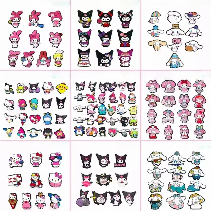 

New Sanrio Shoe flowers for clogs DIY trend Accessories For PVC Decorations Fit to Bubble Slides Sandals Party Gifts Favors