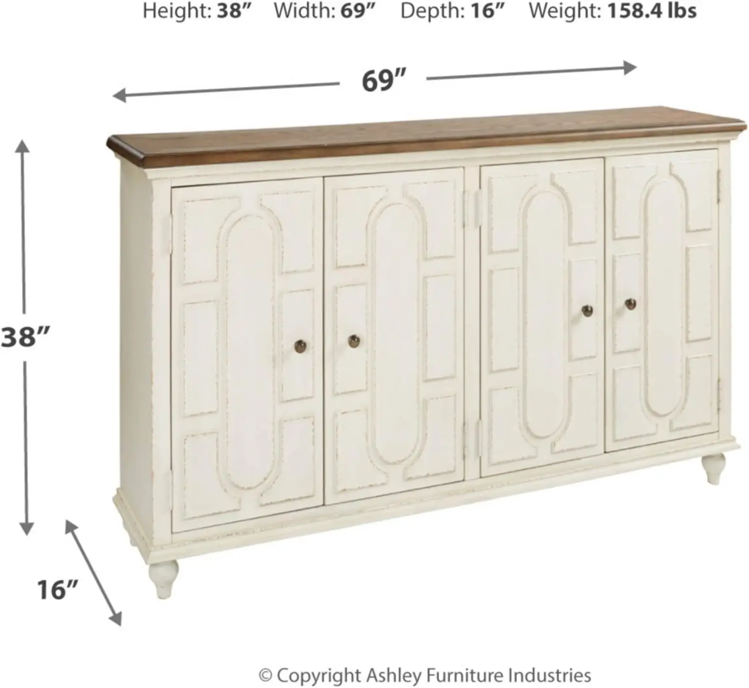 Roranville-French Country Accent Gabinete, Servidor, Branco, Servidor