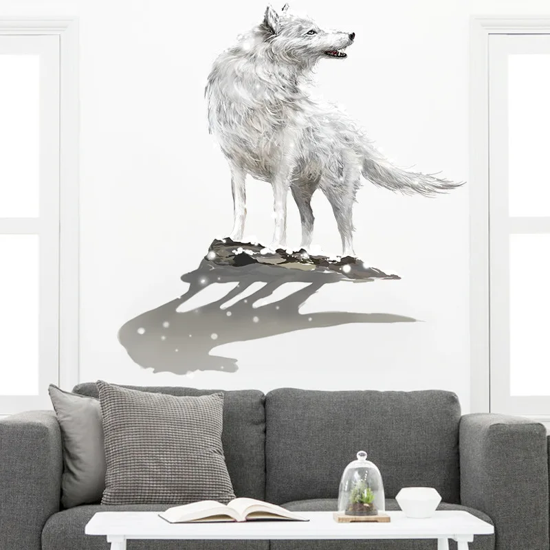 Wolf Vinyl Tile Wall Stickers For Living Room Decoration Bedroom Accessories Wall Decor Adhesive Wallpaper Room Decor Home Decal