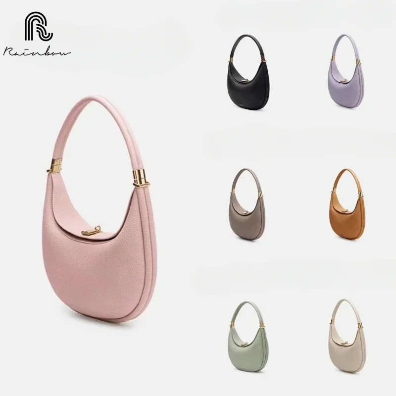 

RAINBOW Luxury Crescent Moon Crossbody Underarm Shoulder Simple Versatile Brand Design Handbag Ladies Commute Leather Hand Bags