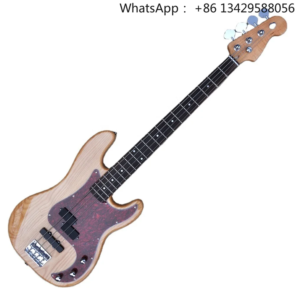 Flyoung Ash Solid Body Electric Bass 4 Strings Electric Bass Guitar Rosewood Fretboard Bass