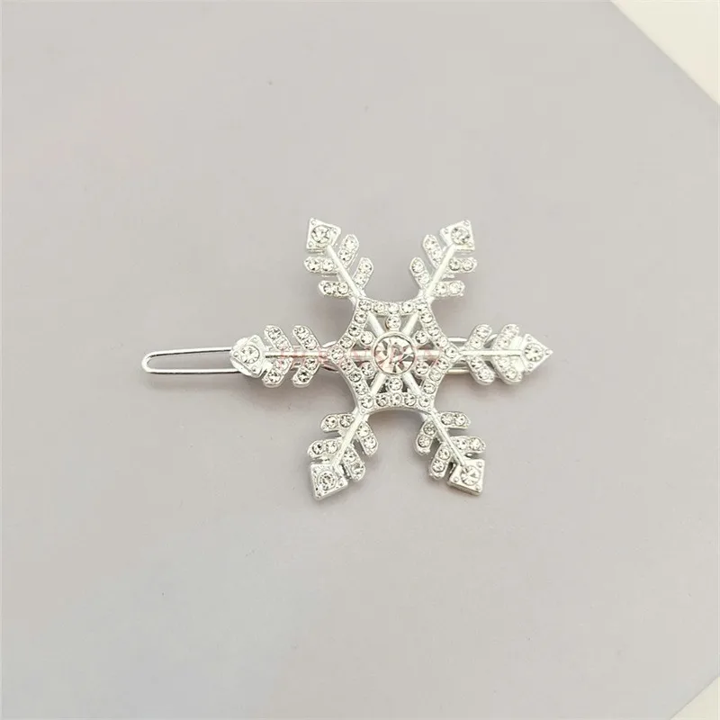 Hairpin Girls' New Simple and Versatile Snowflake Rhinestone Bang Clip Headwear