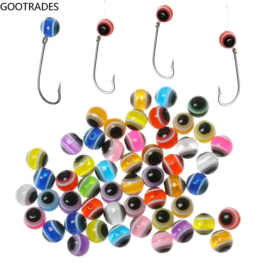 50 PCS Mixed Color DIY Artificial Fishing Eye Beads 6mm 8mm Bass Lure Fishing Accessories