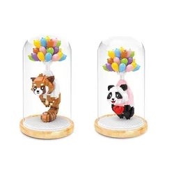 Creative Panda Raccoon Micro Diamond Block Romantic Balloon Animal Nanobrick Build Brick Assemble Toy Dust Cover For GIfts