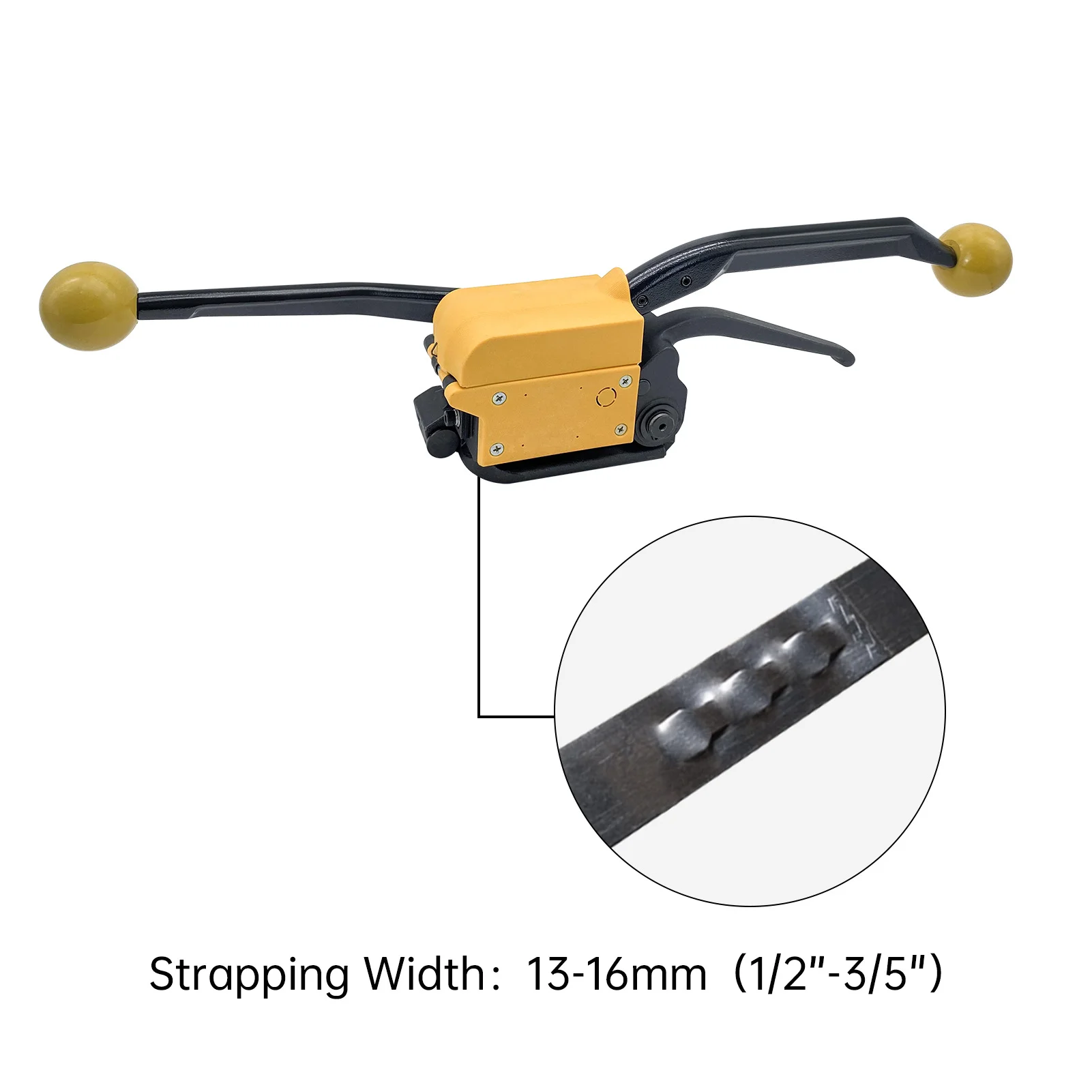 Manual Sealless Steel Strapping Machine A333, Handheld Steel Band Binding Tool for 12.7-19mm Steel Strip Packaging