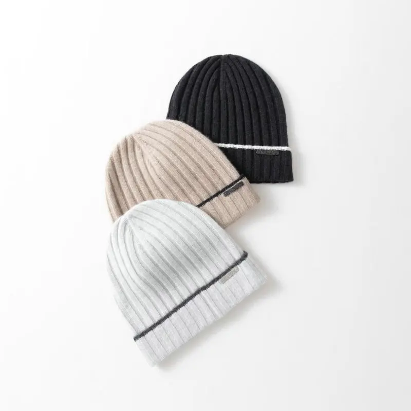 Autumn Winter New Border Bead Chain Knitted Hat Cashmere Men's and Women's Pullover Yarn Hat