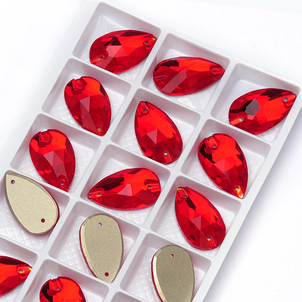 Hellrote K9-Glas-Diamantperlen DIY Näh-Kristallsteine Flache Strasssteine zum Aufnähen für Kleider, Kleidungsstücke, Taschen – Detail 7