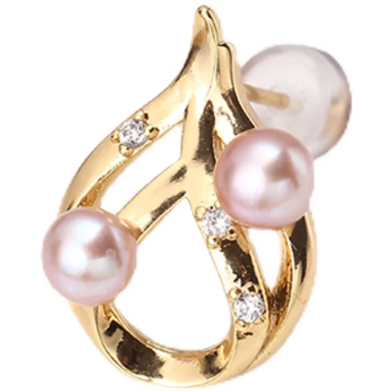 E074 Gold Plated Copper S925 Sterling Silver Needle Pearl Stud Earrings Findings Jewelry Making DIY Jewelry Accessories