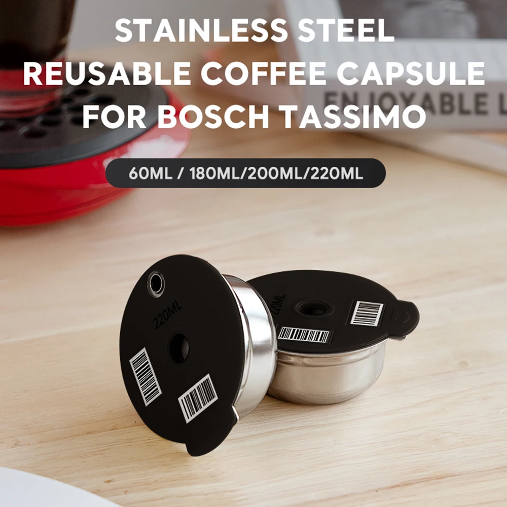 

Для Bosch Tassimo кофейная капсула из нержавеющей стали 60/180/200/220 мл подходящий многоразовый фильтр кофемашина силиконовый чехол