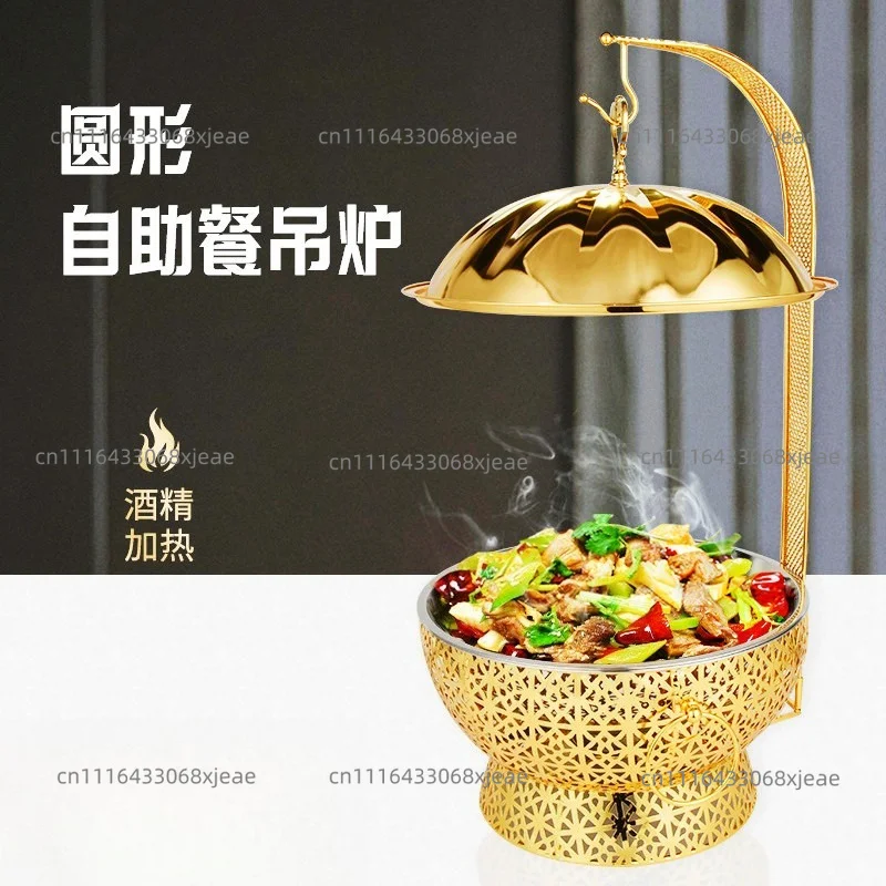 Stainless steel buffet High-end restaurant furnace Insulation furnace Golden hollow hanging Food heater