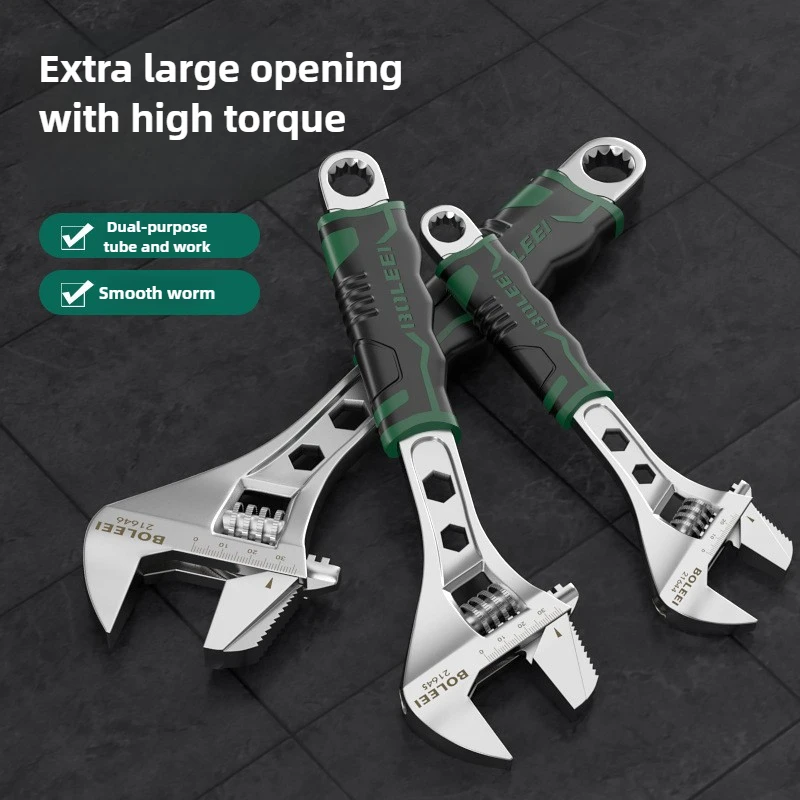 BAOLIAN 8/10/12 inch Adjustable Wrench Small Spanner Wrenches Set for Greater Leverage Locking Adjustable Width Spanner Handle