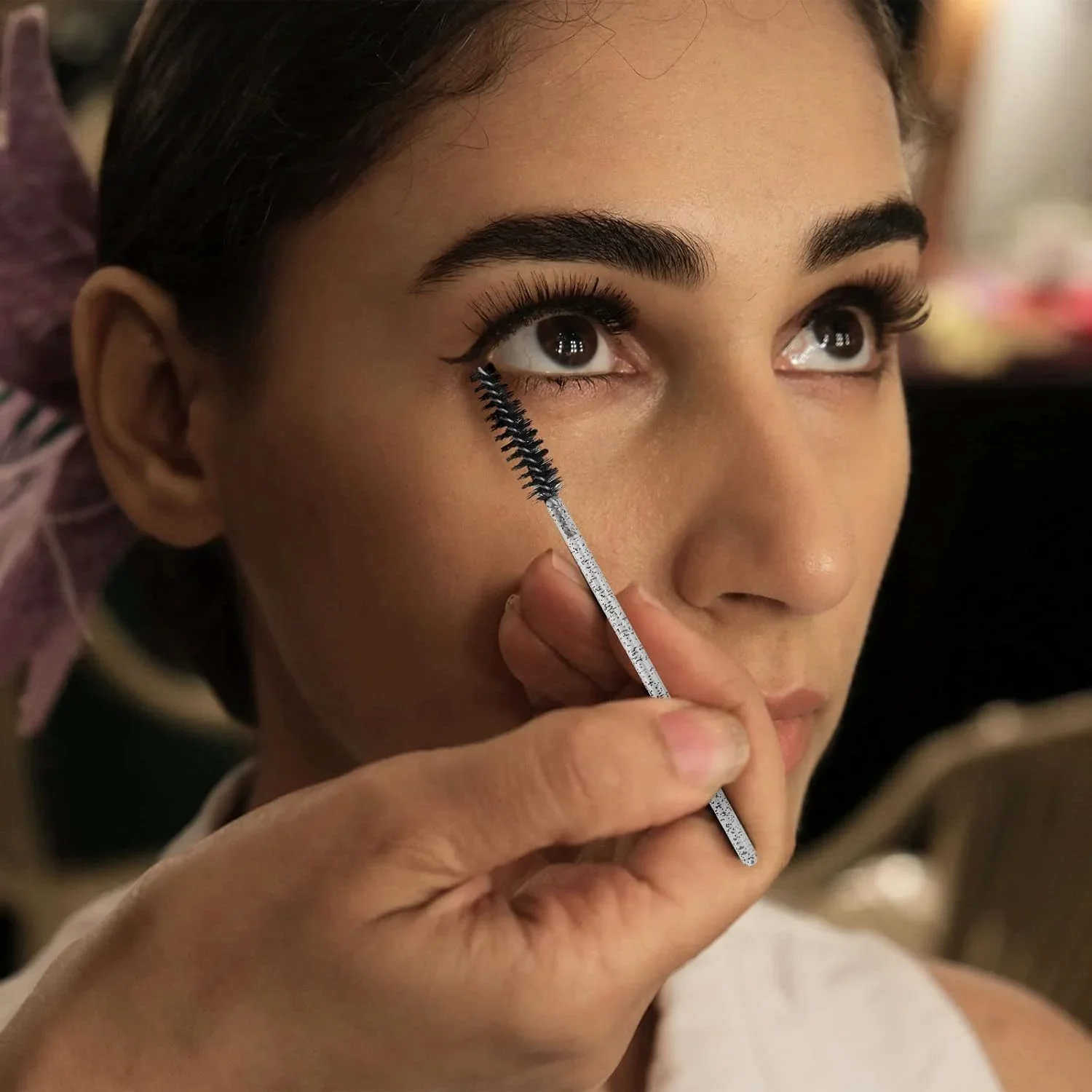 Bâtons noirs jetables pour les yeux, brosse à sourcils en cristal pour étendre les cils, brosse à mascara avec Extension de conteneur, 50 pièces