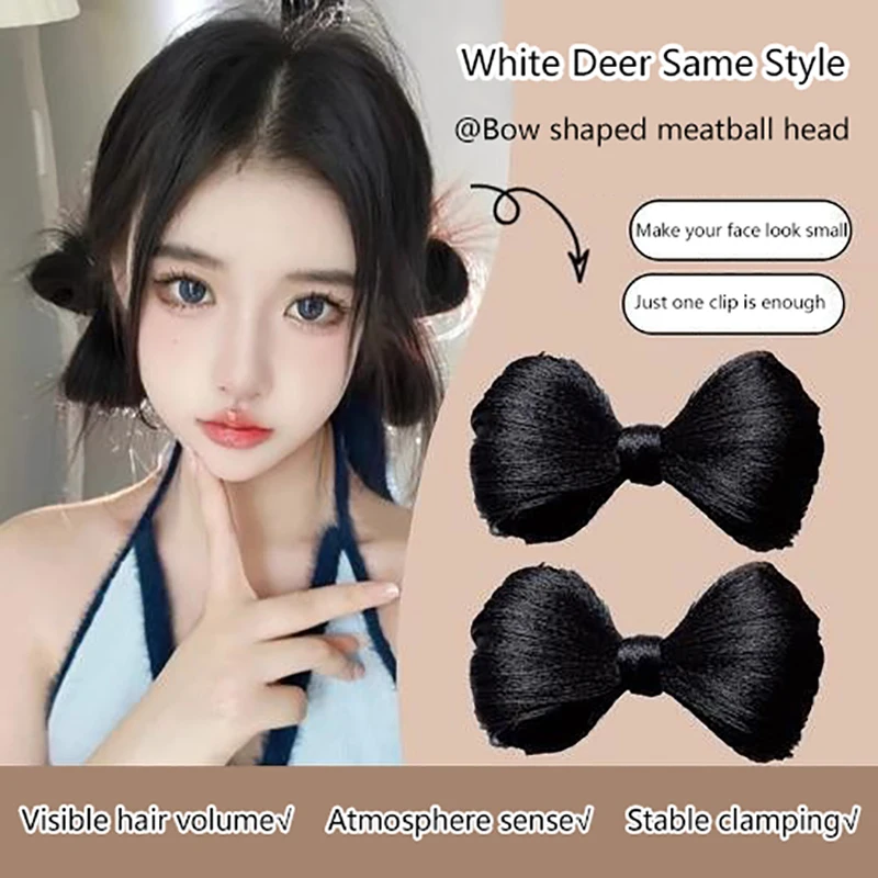 Synthetic Hair Bun Hair Duckbill Clips Bow Shape For Women Ponytail Hair Increases Claw Clip Lifelike Hairpiece Styling Tools