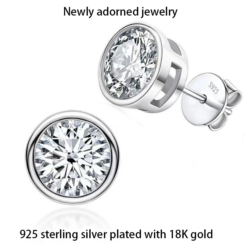 

Amazon best-selling moissanite stud earrings, cross-border European and American moissanite ear jewelry for women, round bezel s