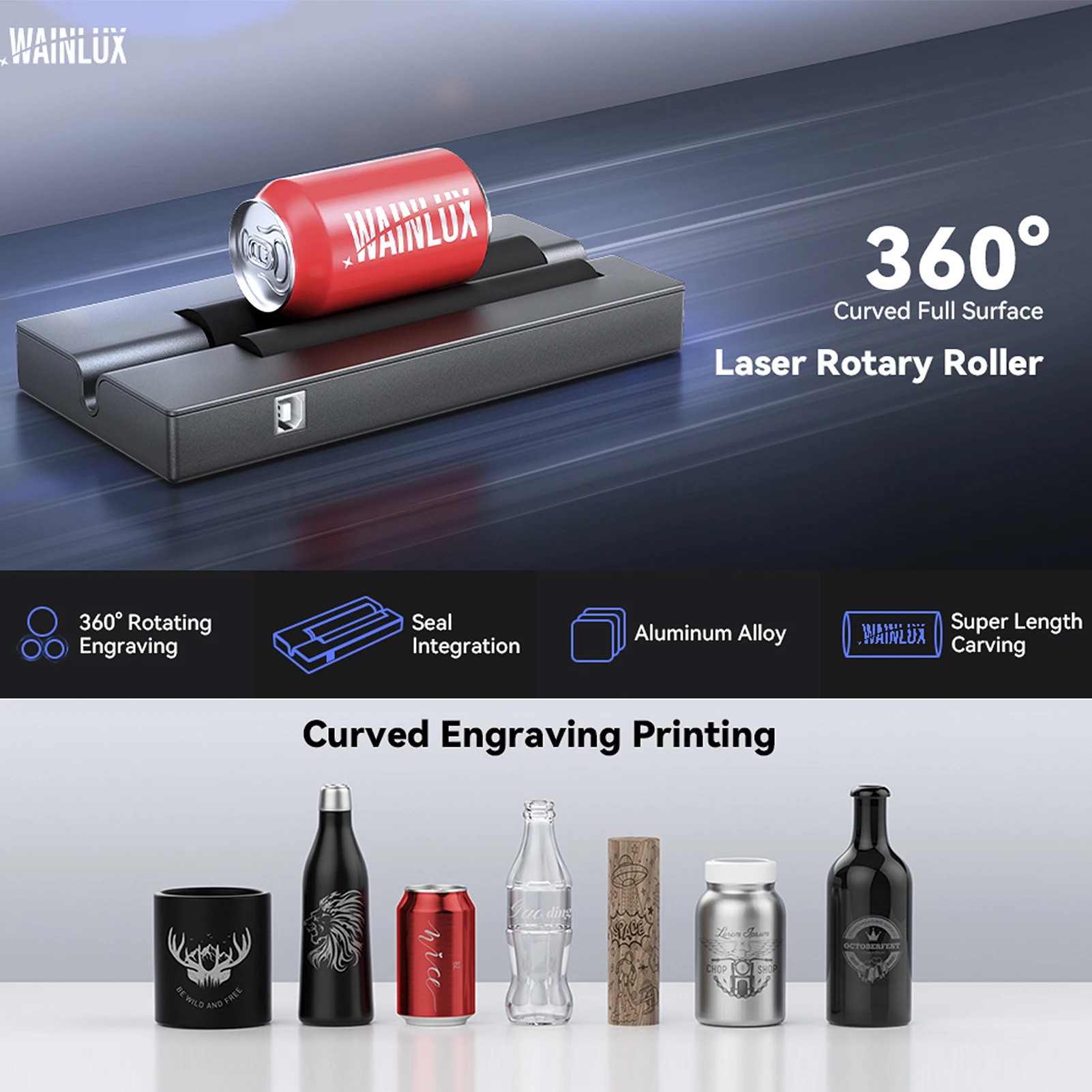

WAINLUX Rotary Rollor for 390mm Objects Engraving Diameter for Laser Engraving Cylindrical Objects Cans Suitable for WAINLUX