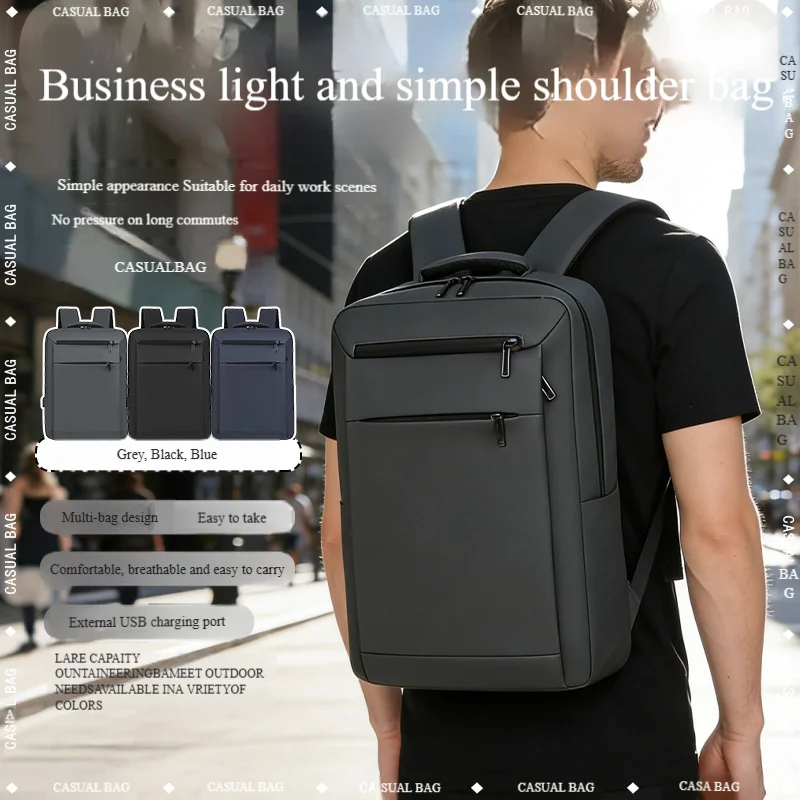 Waterproof Business Travel Laptop Backpack USB Charging 15.6 Inch Lightweight 0.67kg Anti-scratch Oxford Cloth 3 Colors