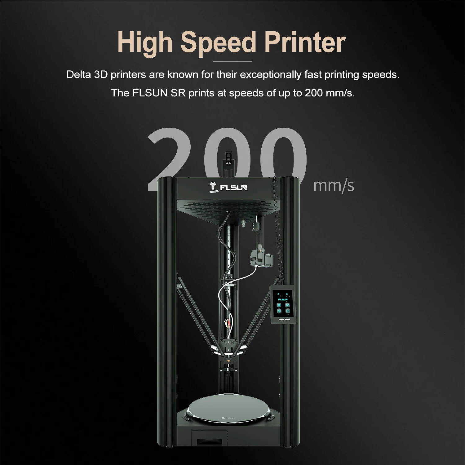 Imagem -04 - Flsun Sr-impressora 3d Super Racer Fast 250 mm s Fdm Impressoras 3d Delta Trilho Linear Pré-montagem com Nivelamento Automático Retomar Alta Velocidade