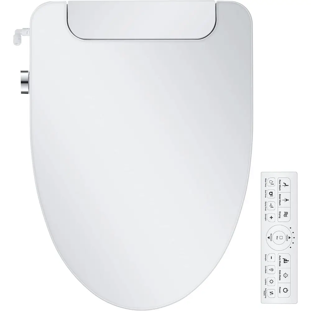 

Elongated Bidet Toilet Seat, Warm Water with Air Dryer, Heated Seat, Slow Close Lid, Front and Rear Wash, LED Nightlight, Wirele
